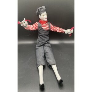 1983 Seymour Mann French Mime Porcelain Doll with Drama Masks 18"